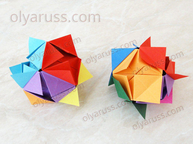Кусудама оригами из 6 модулей
